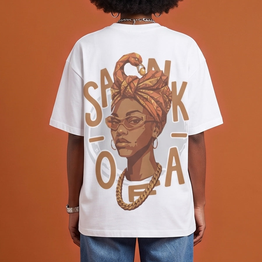 Blackness Sankofa Queen Tee - Blanc