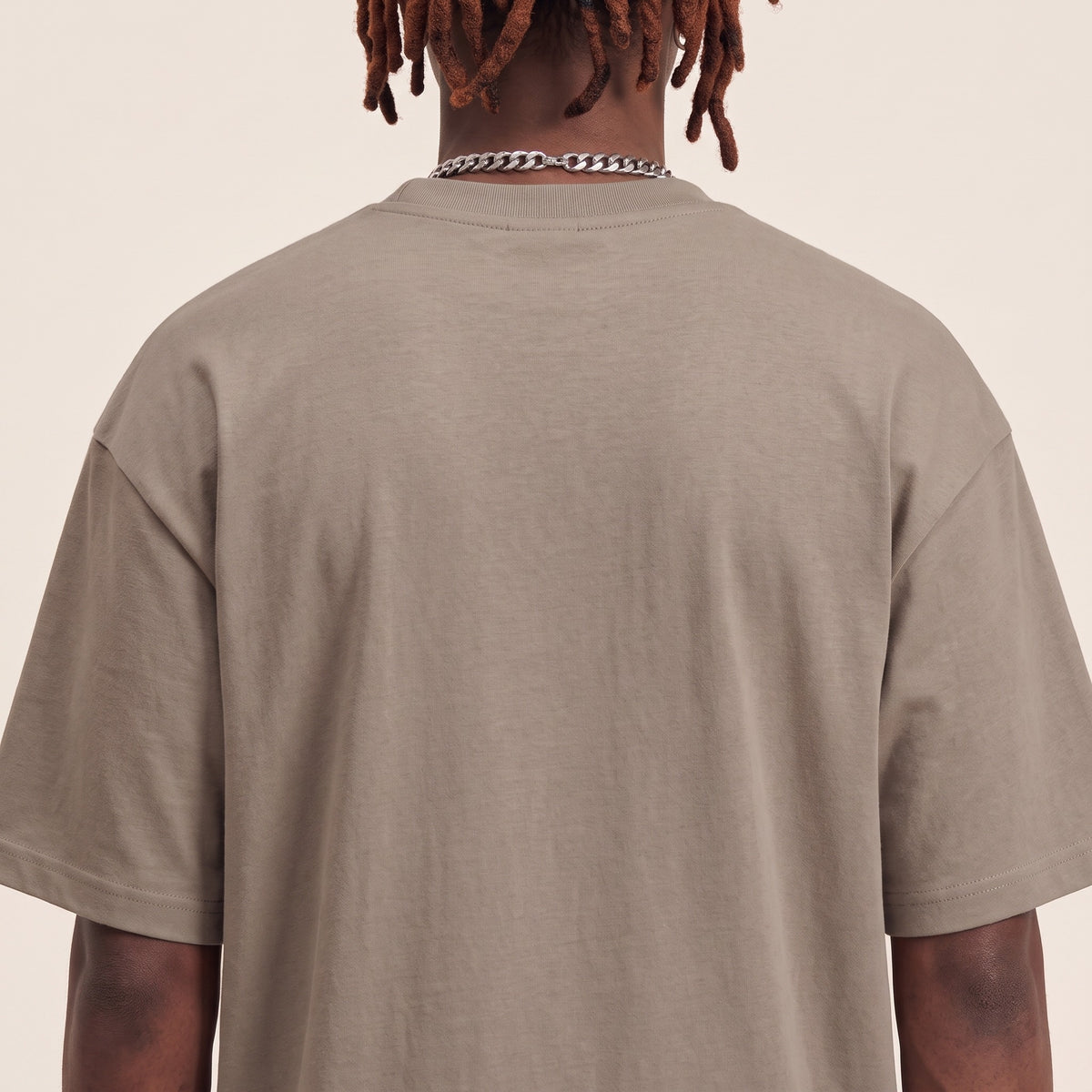 Base Blackness Tee Brown — upper back detail, clean plain back and drop-shoulder seams, oversized heavyweight cotton streetwear tee by We Are Blackness