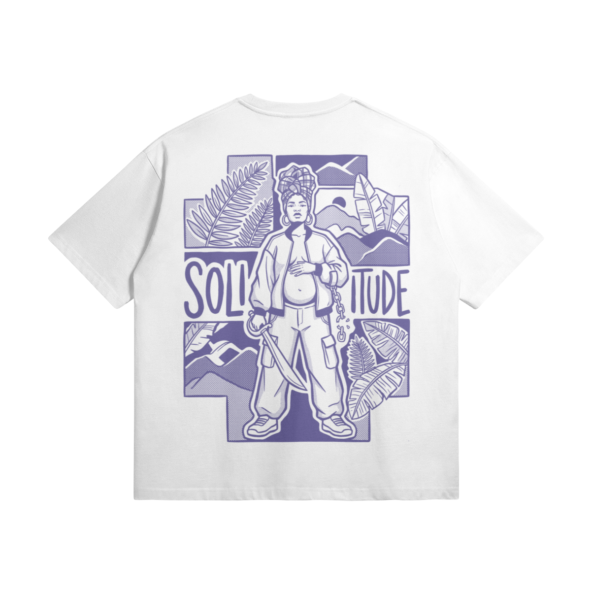 Blackness Solitude Tee, white — flat lay, back view