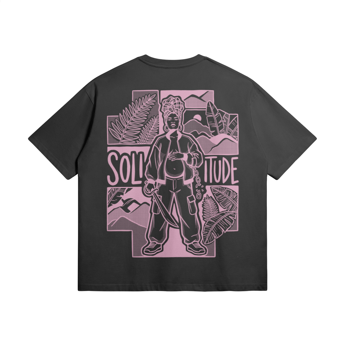 Blackness Solitude Tee, black — flat lay, back view