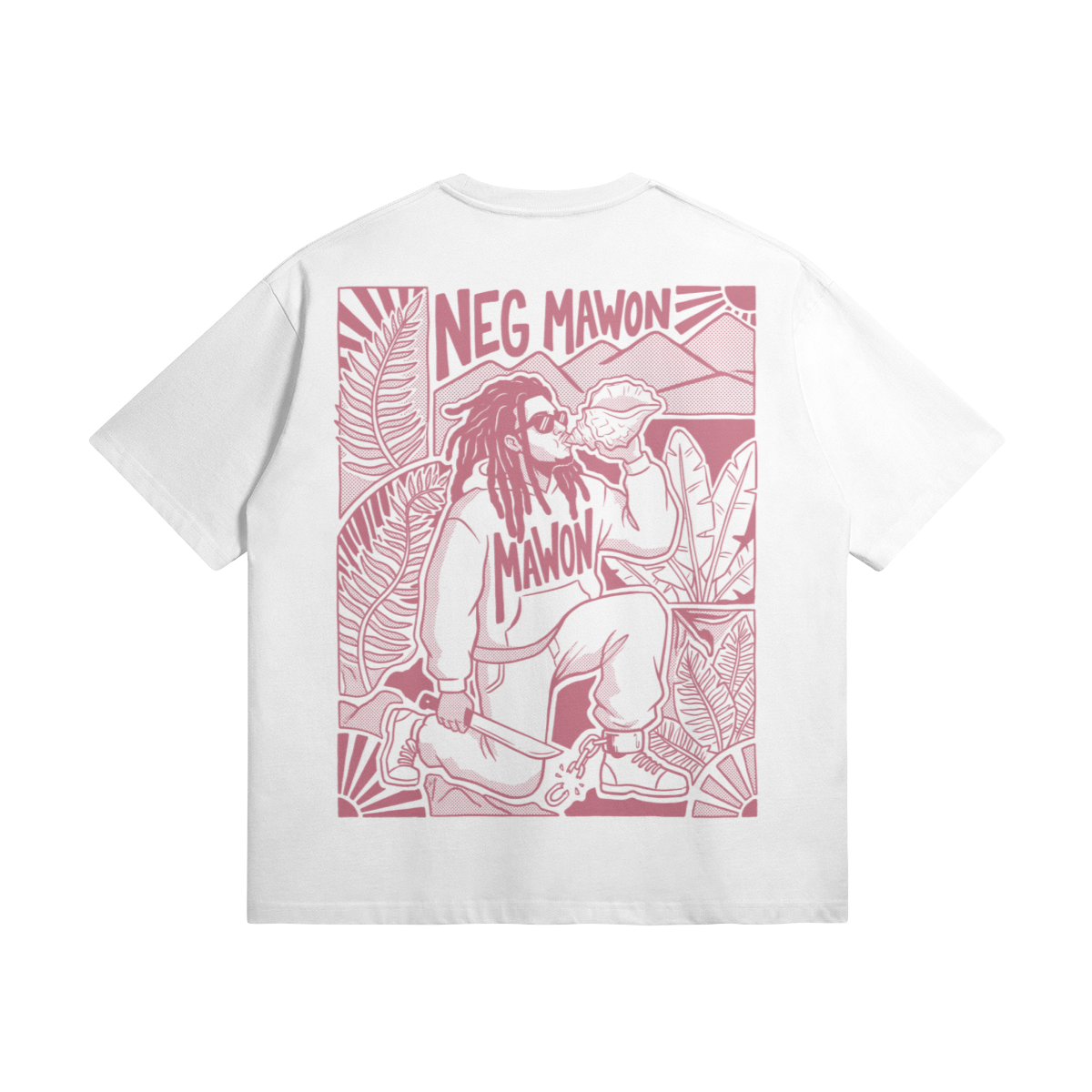 Blackness Mawon Tee, white — flat lay, back view