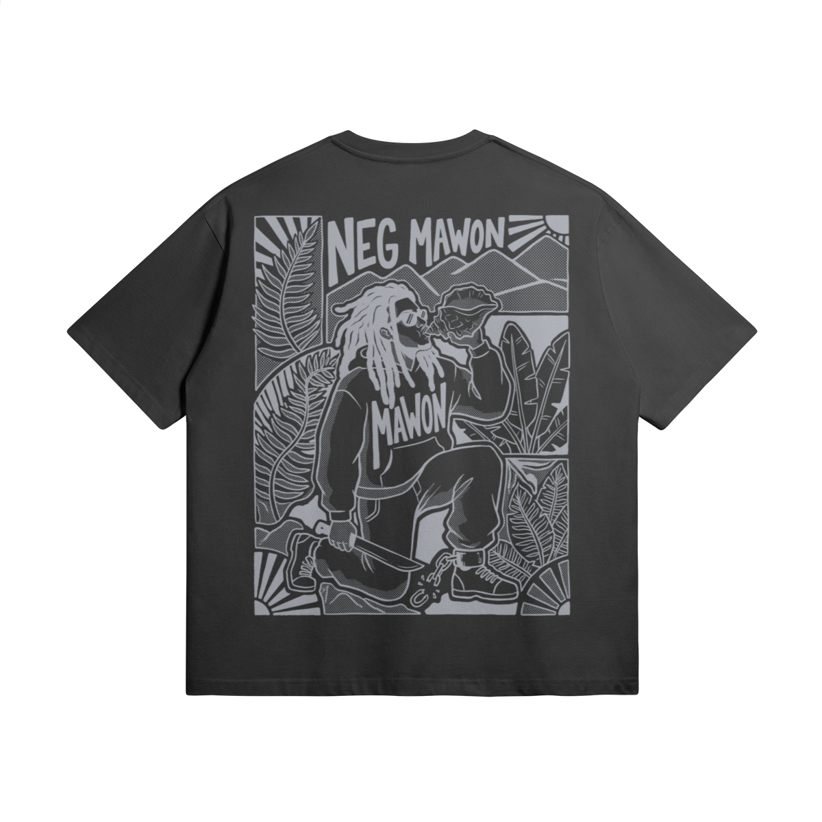 Blackness Mawon Tee, black — flat lay, back print