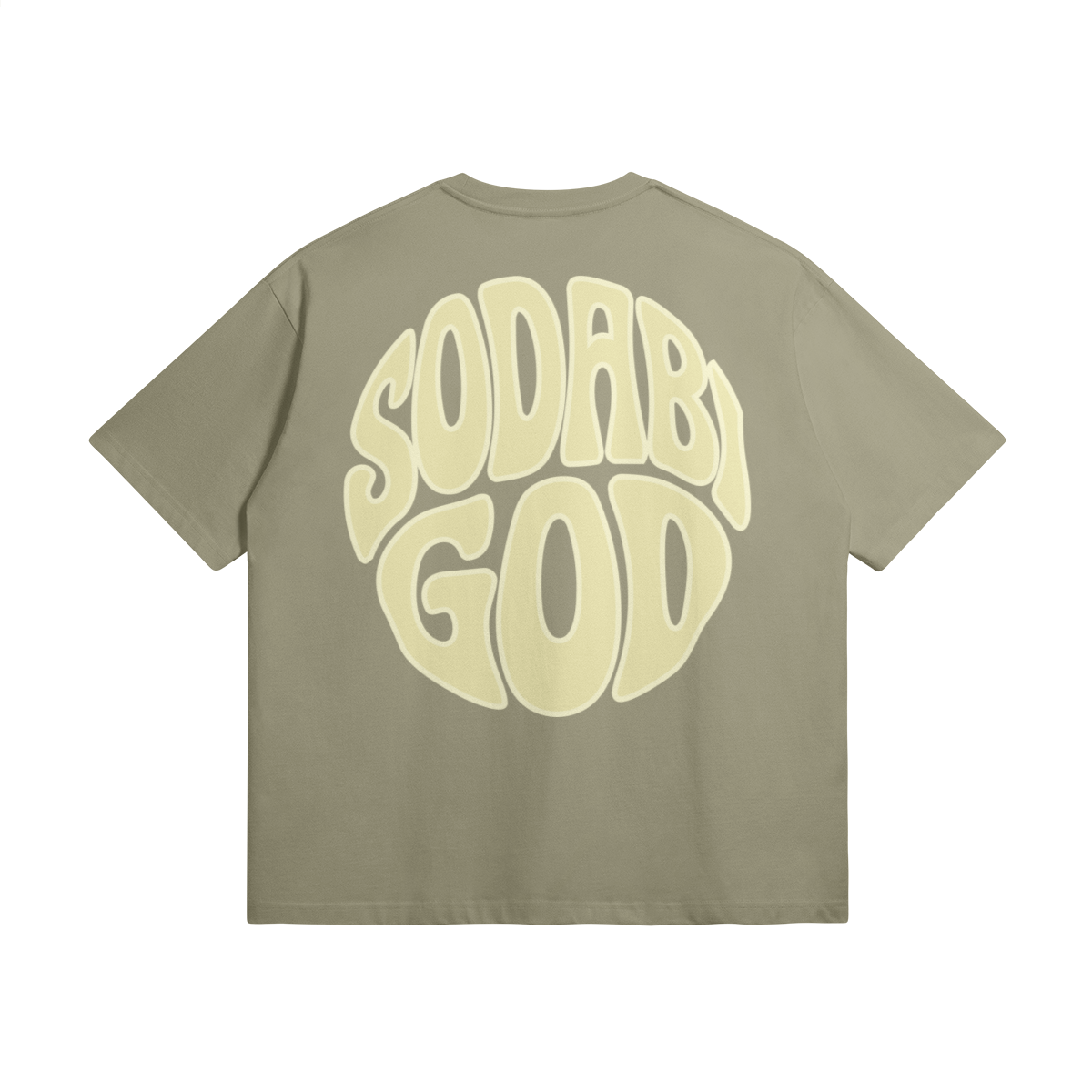 Blackness Sodabi Tee, brown khaki — flat lay, back print